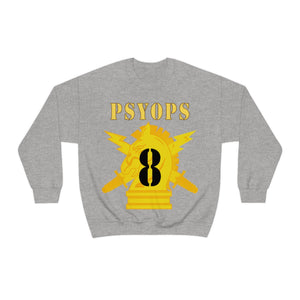 Unisex Heavy Blend Crewneck Sweatshirt - Army - PSYOPS w Branch Insignia - 8th Battalion Numeral - Line X 300 - Hat