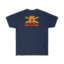 Load image into Gallery viewer, Unisex Ultra Cotton Tee - Army - 57th Artillery Brigade - Distinctive Unit Insignia (DUI) and Shoulder Patch  (SSI) with Artillery Branch and Ribbon
