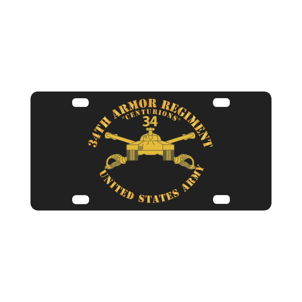 Army - 34th Armor - Centurions - Armor Branch Classic License Plate