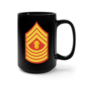 Black Mug 15oz - USMC - Enlisted Insignia - E9 - Master Gunnery Sergeant (MGySgt) - Dress Blue wo Txt X 300