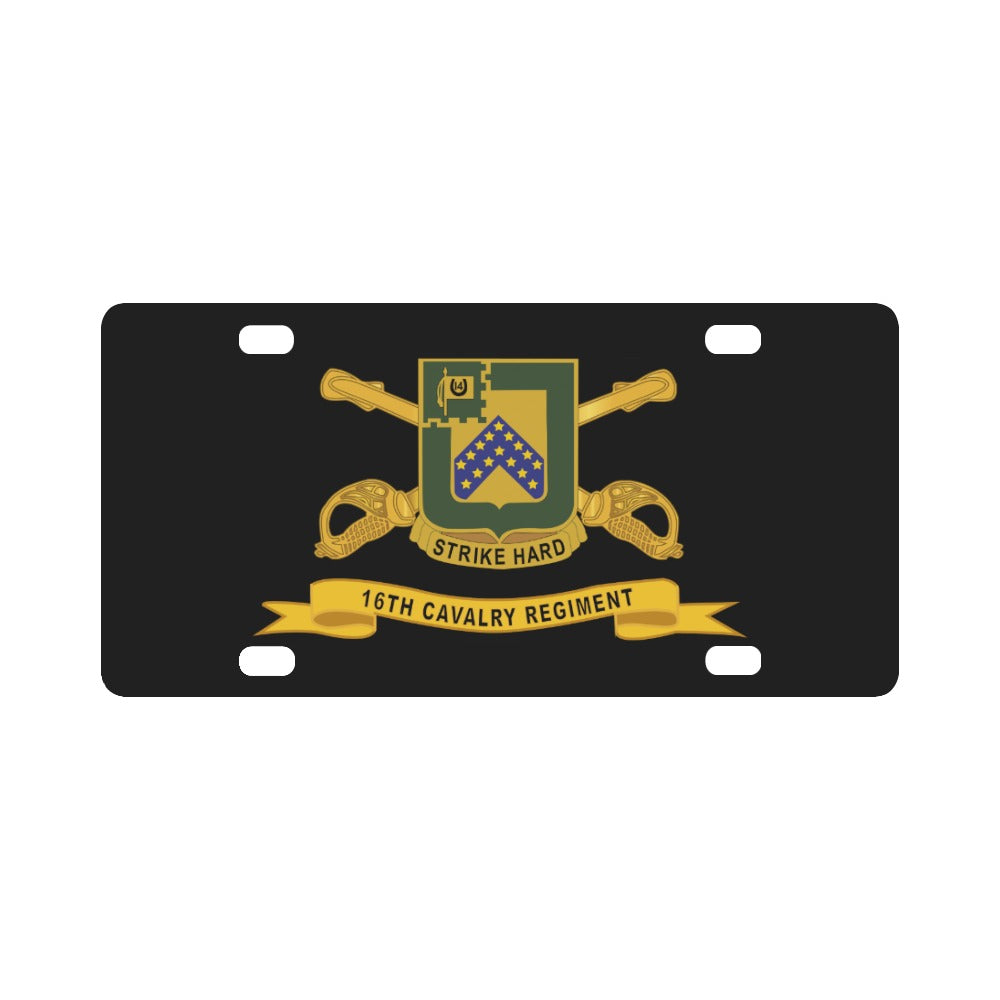 Army - 16th Cavalry Regiment w Br - Ribbon Classic License Plate