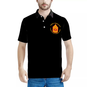 Custom Shirts All Over Print POLO Neck Shirts - USMC - First Sergeant  X 300