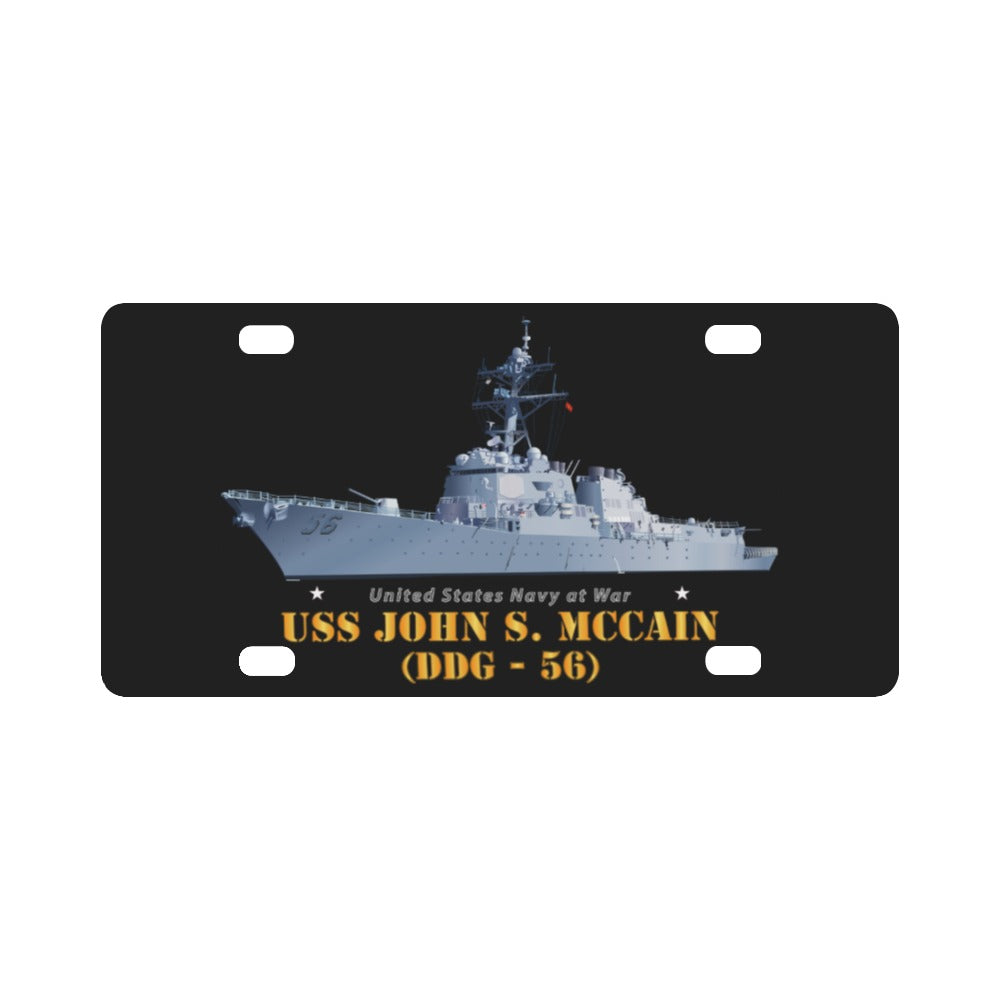 Navy - Destroyer - USS John S McCain - Ship on Top Txt Classic License Plate