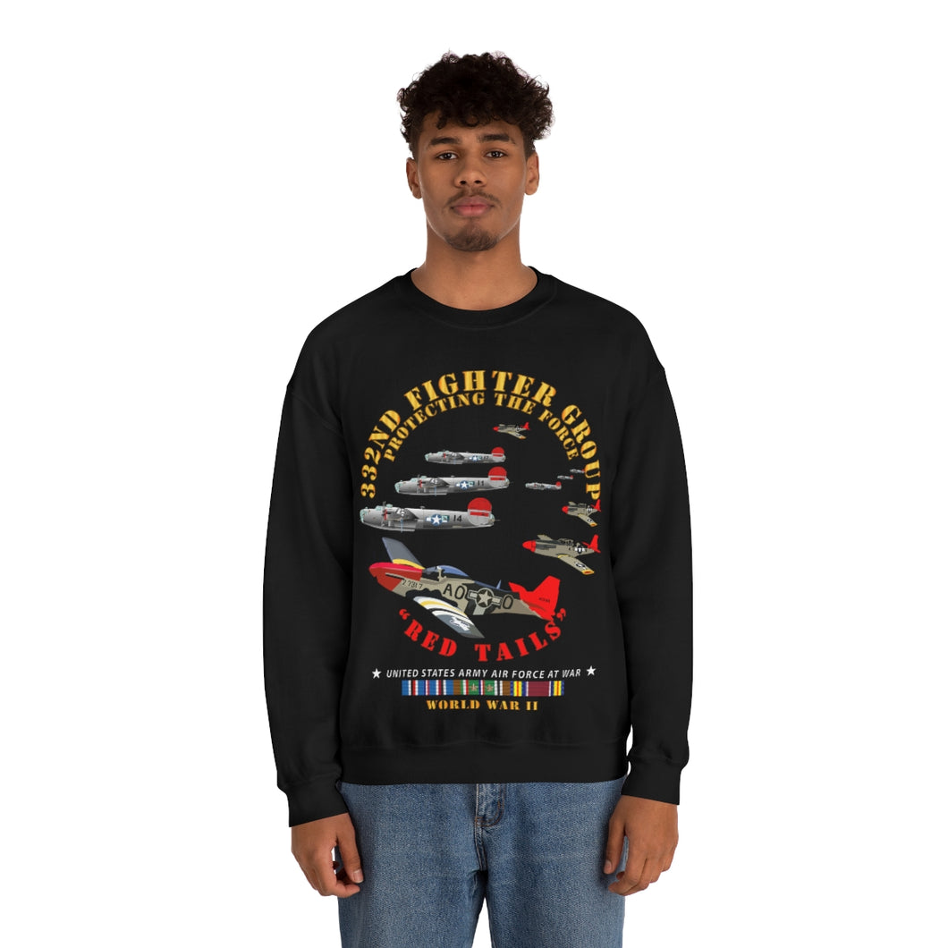 Unisex Heavy Blend Crewneck Sweatshirt - Army - AAC - 332nd Fighter Group - Red Tails - Protect Force