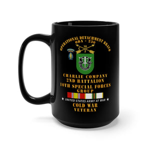 Black Mug 15oz - Army - ODB 230 - C Co, 2nd Bn 10th SFG w COLD SVC