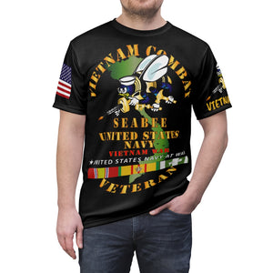 Unisex AOP Cut & Sew Tee - US Navy Seabee - Vietnam Veteran with Bee and Vietnam Service Ribbons