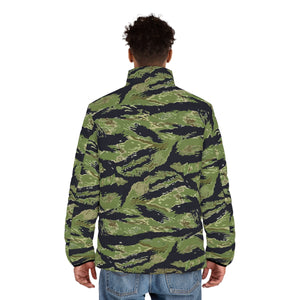 Men's Puffer Jacket (AOP) - Vietnam Military Tiger Stripe Jungle Camouflage