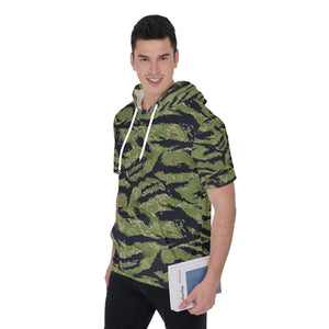 Vietnam Tiger Stripe All-Over Print Men's Short Sleeve Hoodie T-Shirt