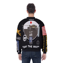 Load image into Gallery viewer, All-Over Print Men&#39;s Bomber Jacket - TF 1/77AR - 1st Battalion, 77th Armor, &quot;Steel Tigers&quot;
