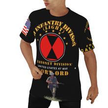 Load image into Gallery viewer, All-Over Print Men&#39;s O-Neck T-Shirt - Army - 7th Infantry Division - Bayonet Division - Fort Ord, CA
