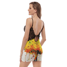 Load image into Gallery viewer, Painted Tree - The Tree - All-Over Print Women&#39;s Back Straps Cami Dress With Lace
