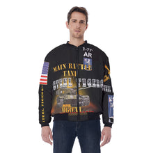 Load image into Gallery viewer, All-Over Print Men&#39;s Bomber Jacket - TF 1/77AR - 1st Battalion, 77th Armor, &quot;Steel Tigers&quot;
