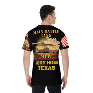 All-Over Print Men's O-Neck T-Shirt - 2nd Armored Division - Fort Hood, TX Main Battle Tank - M1A1 - Hell on Wheels