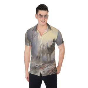 Painted Tree - Shadow Wolf - All-Over Print Men's Shirt