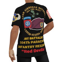 Load image into Gallery viewer, All-Over Print Men&#39;s O-Neck T-Shirt - 1st Battalion, 504th Parachute Infantry Regiment (PIR) (Red Devils) - Fort Bragg, North Carolina
