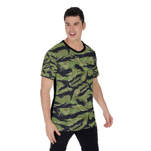 All-Over Print Men's O-Neck - Military Tiger Stripe Jungle Camouflage Shirt