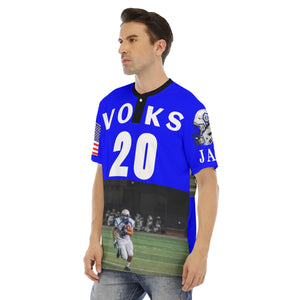 All-Over Print Men's Football Jersey With Button Closure - Lanier VOKS JAY #20