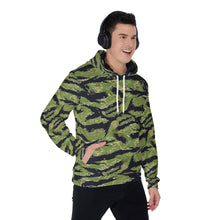 Load image into Gallery viewer, All-Over Print Men&#39;s Pullover Hoodie - Military Tiger Stripe Jungle Camouflage
