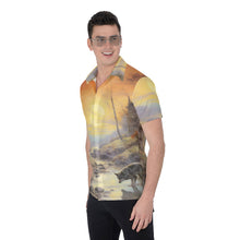 Load image into Gallery viewer, All-Over Print Men&#39;s Shirt - Sunset in the Jungle w Fox walking
