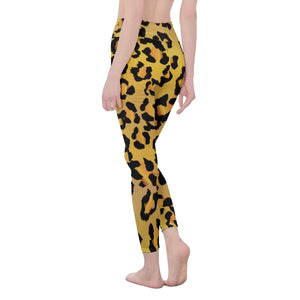 All-Over Print (AOP) Women's High Waist Leggings | Side Stitch Closure - Leopard Spots