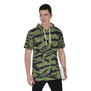 Vietnam Tiger Stripe All-Over Print Men's Short Sleeve Hoodie T-Shirt