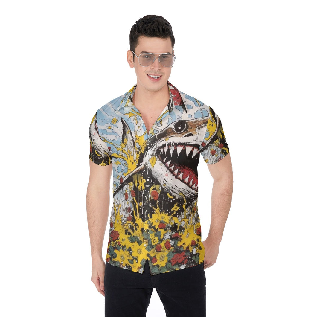 All-Over Print Men's Shirt - Swimming Shark