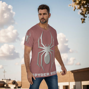 All-Over Print Men's O-Neck T-Shirt - Spyder Ryder - Three Wheel Motion - Marsala Red