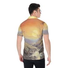 Load image into Gallery viewer, All-Over Print Men&#39;s Shirt - Sunset in the Jungle w Fox walking
