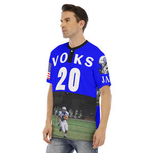 All-Over Print Men's Football Jersey With Button Closure - Lanier VOKS JAY #20 - V2