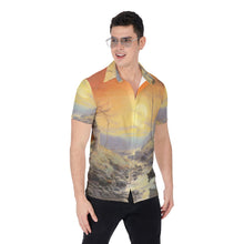 Load image into Gallery viewer, All-Over Print Men&#39;s Shirt - Sunset in the Jungle w Fox walking
