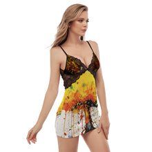 Load image into Gallery viewer, Painted Tree - The Tree - All-Over Print Women&#39;s Back Straps Cami Dress With Lace
