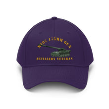 Load image into Gallery viewer, Twill Hat - Army - M107 - 175mm Gun - Artillery Veteran - Hat - Direct to Garment (DTG) - Printed
