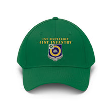 Load image into Gallery viewer, Unisex Twill Hat - 1st Battalion, 41st Infantry Regiment with Unit Crest - Direct to Garment (DTG) - Printed
