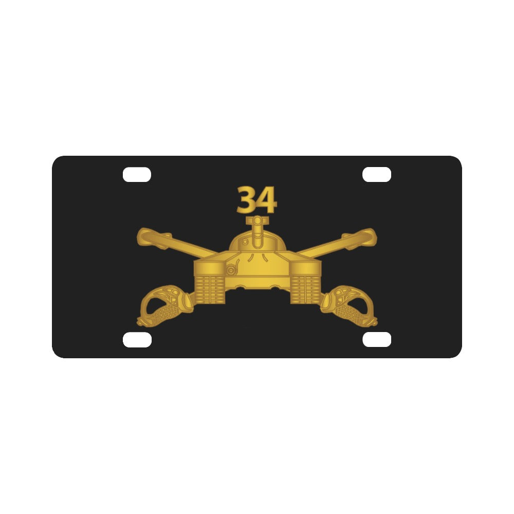 Army - 34th Armor Regiment - Armor Branch wo Txt Classic License Plate