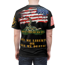 Load image into Gallery viewer, All Over Printing - American Patriot - Spirit of 76 - Don&#39;t Tread on Me - Tattered US Flag
