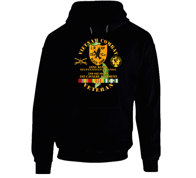 Army - Vietnam Combat Veteran - 2nd Squadron, 1st Cav Regt  Lrrp - Black Hawk W Vn Svc Hoodie