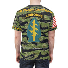 Load image into Gallery viewer, All Over Printing - Army -5th Special Forces Group (Airborne) - Vietnam Veteran - Military Tiger Stripe Jungle Camouflage Shirt
