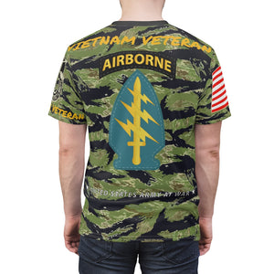 All Over Printing - Army -5th Special Forces Group (Airborne) - Vietnam Veteran - Military Tiger Stripe Jungle Camouflage Shirt