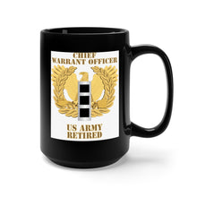 Load image into Gallery viewer, Black Mug 15oz - Army - Emblem - Warrant Officer - CW3 - Retired
