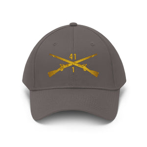 Unisex Twill Hat - 1st Battalion, 41st Infantry Regiment with Infantry Branch without Text - Direct to Garment (DTG) - Printed