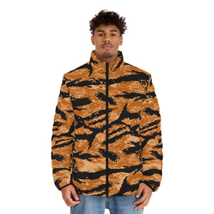 Men's Puffer Jacket (AOP) - Vietnam Tiger Stripe Orange X 300