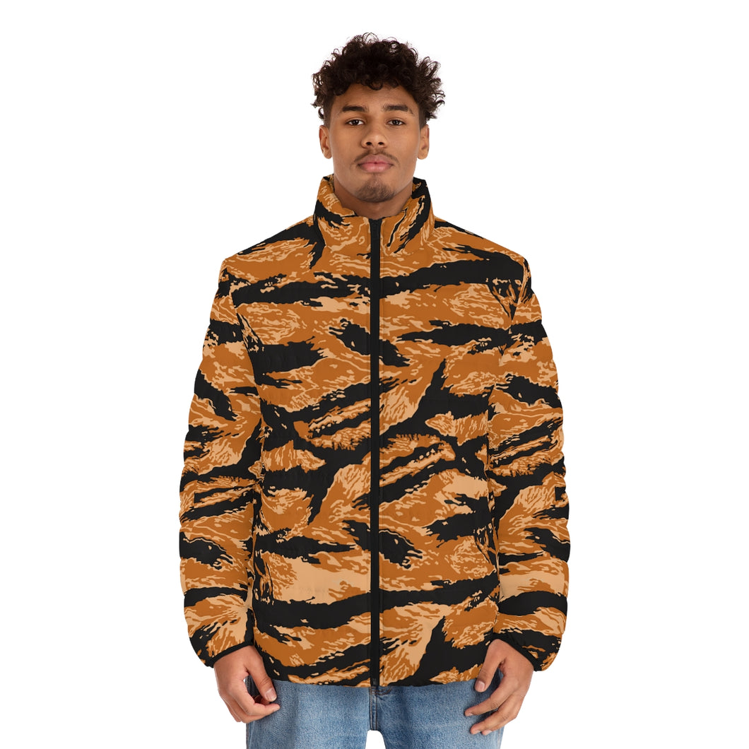 Men's Puffer Jacket (AOP) - Vietnam Tiger Stripe Orange X 300