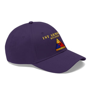 Unisex Twill Hat - 1st Armored Division - Shoulder Sleeve Insignia (SSI) without Text - Direct to Garment (DTG) Printed