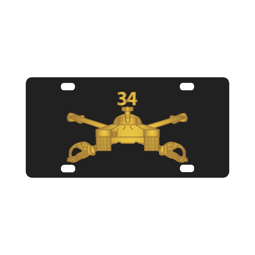 Army - 34th Armor Regiment - Armor Branch wo Txt Classic License Plate