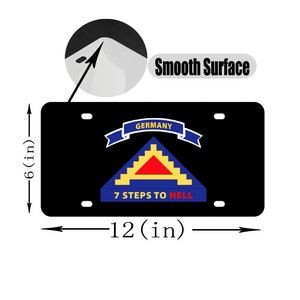 [Made in USA] Custom Aluminum Automotive License Plate 12" x 6" - Army - 7th United States Army  w 7 Steps Hell w Scroll