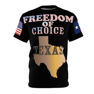 AOP - Black Shirt - Texas -  Freedom of Choice - Texas State Map