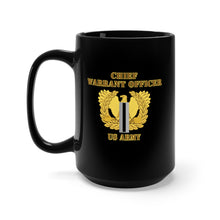 Load image into Gallery viewer, Black Mug 15oz - Army - Emblem - Warrant Officer 5 - CW5 w Eagle - US Army
