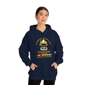 Unisex Heavy Blend Hooded Sweatshirt - Army - Jumping Mustangs w DUI - ABN Basic - 1st Bn 8th Cav w VN