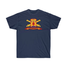 Load image into Gallery viewer, Unisex Ultra Cotton Tee - Army - 57th Artillery Brigade - Shoulder Sleeve Insignia (SSI) with Artillery Branch and Ribbon - American Patriot
