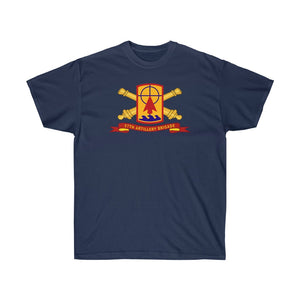 Unisex Ultra Cotton Tee - Army - 57th Artillery Brigade - Shoulder Sleeve Insignia (SSI) with Artillery Branch and Ribbon - American Patriot